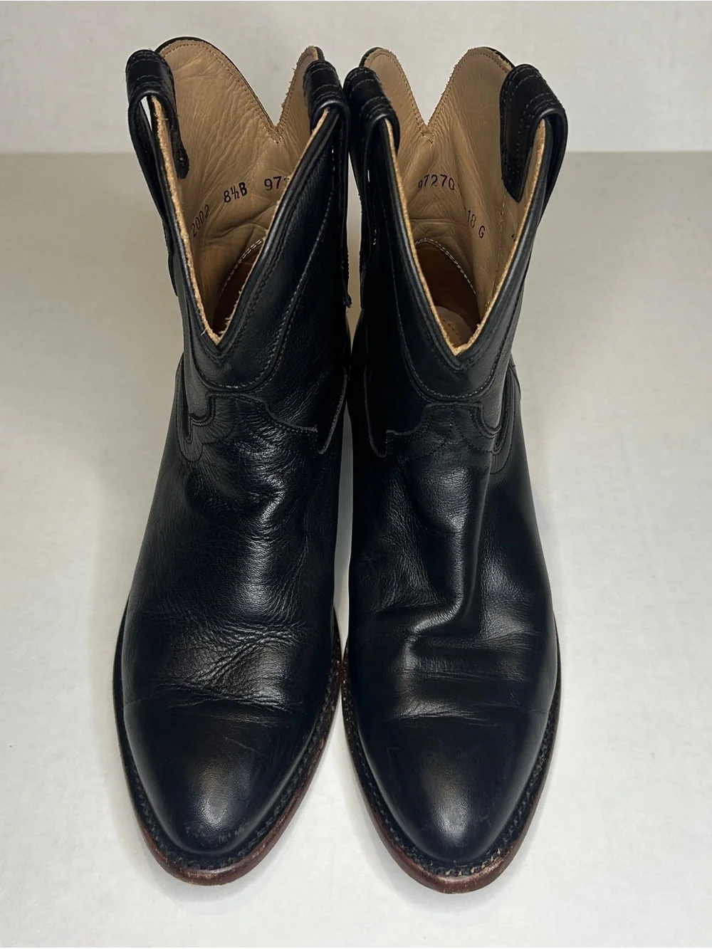 Tecovas Size 8.5B Black Women's Cowboy Ankle Boot with Brown Leather Sole